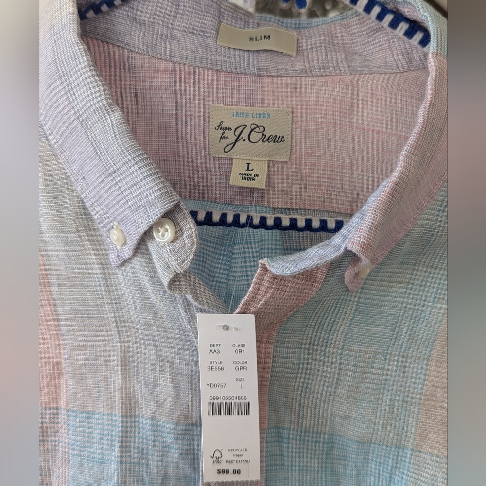 J. Crew Pastel Plaid Baird McNutt Button Down Shirt L - Picture 3 of 8